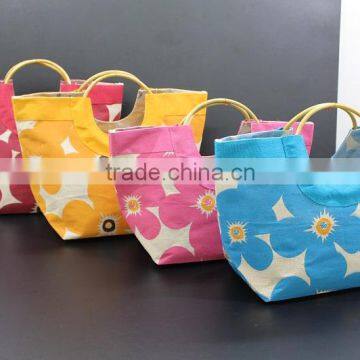 Designer Floral Print Juco Beach Bag With Wooden Cane Handle photo-3