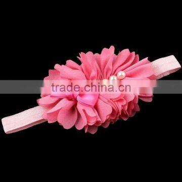 Hot Cutting Fabric Flower Headband With Pearl Center for Kids Hair Accessories photo-2