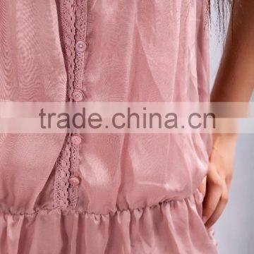 New Fashion Women V -neck Pleated 100% Silk Dress for Autumn 2015 photo-4