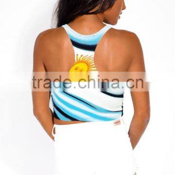 Summer Ladies Custom Flag Sun Graphic Sexy Crop Tank Tops photo-4