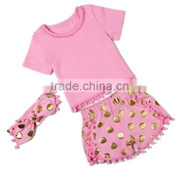 Toddler summer gold clothes Girls boutique outfits Baby clothes set clothing