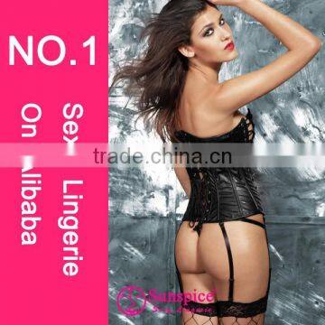 Sunspice Hot Sales Mature Women Latex Lingerie Pics Leather Lingerie Sexy Leather Lingerie photo-2