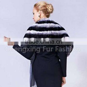 CX-B-122B Rex Rabbit Chinchilla Printed Fur Pashmina Shawls photo-3