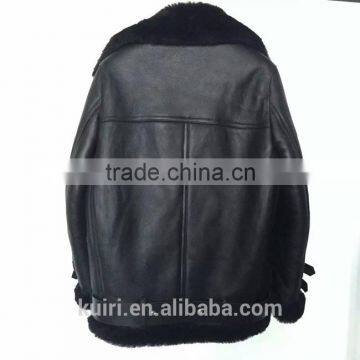 2016 New Fashion Women Winter Sheepskin + Sheep Fur Genuine Leather Jackets Lady Motorcycle Red Black Coat Outerwear Hot Sale photo-3