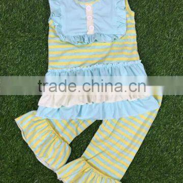 new arrive Baby Girls Summer Cotton Outfits Boutique Girls Clothing Sets Girls Outfits sleeveless top and stripes pants