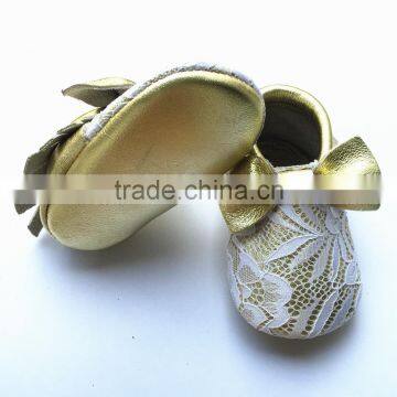 Soft Sole Genuine Leather Lace Baby Moccasins photo-2