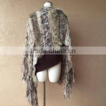 Blanket Scarf Style of Warm Shawl, Large Shawl, Beige Shawl Hand Knit for Women With Black, Ivory Off White, Taupe Shawl, Fring photo-6
