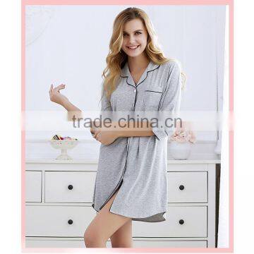 The Spring and Autumn Period and the Modal Seven Shirt Sleeve Pajamas Women Summer Thin Sexy Nightgown Loose Big Yards photo-5