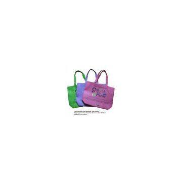 Purple Handle Foldable Bottom Non Woven Polypropylene Shopping Bags for Kids