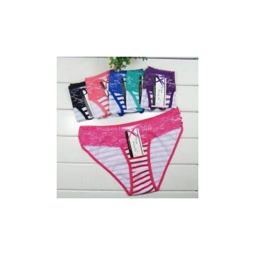 2015 New Stripe Print Bikini Pants Stretch Cotton Brief Women Underwear Lady Boyshort Lady Panties Lingerie Intimate Underpants photo-3