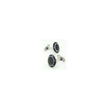 Stainless Steel Rounded Carbon Fiber Cufflinks / Black Star Cuff links