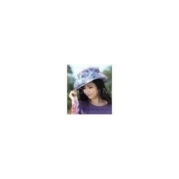 Purple Printing Wedding Organza Hat / Two Layer Flying Organza Brim