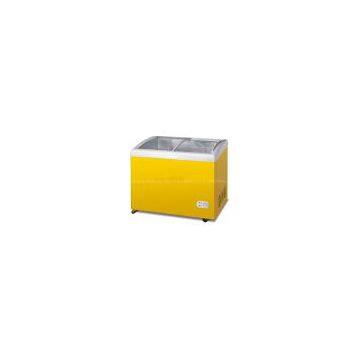Curved glass-door showcase chest freezer