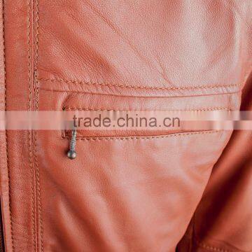 TAN BROWN SHORT BODY LEATHER JACKET photo-6