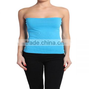 BASIC Layering Stretch PLAIN Strapless TUBE TOP Seamless Sleeveless Tee-8