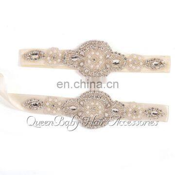 Baby Girl Glitter Gold Bow Dress Matching Rhinestone Sash Blet Baby Headband photo-2