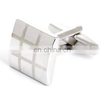 High Quality Grey Plaid Square Men Shirt Silver Cufflinks photo-5