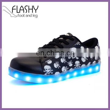 Wholesale lace up skull led light shoes skeleton led sneakers casual 2017