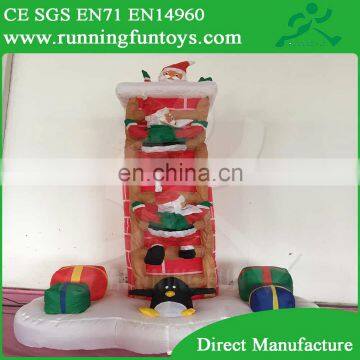 Animated inflatable Santa Claus climbing & popping up of Chimney, inflatable decoration for Christmas