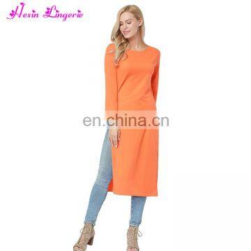 Wholesale Price orange long sleeves latest designs new ladies winter dress