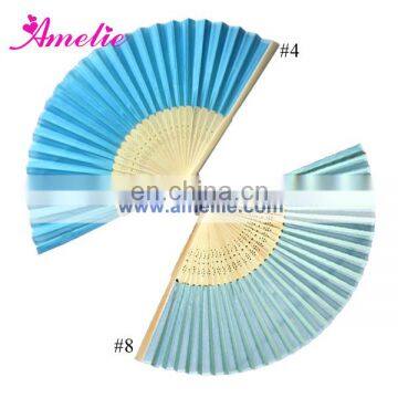 AF1403 Sea blue hand wedding fan silk