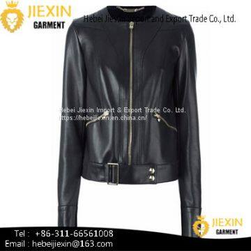 New Style Lady's True Leather Jacket with Zipper Fashion