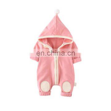 Wholesale Long Sleeve Solid Color Zipper Hoodie Autumn Winter Baby Romper photo-3