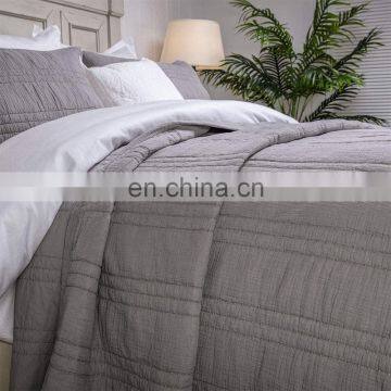 2 Layers Cotton Crinkle Gauze Stripe Embroidery Bedding Quilt photo-4