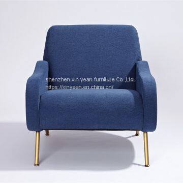 Fabric Steel Chromed Color Champagne Gold Single Sofa With Fabric for Living Room