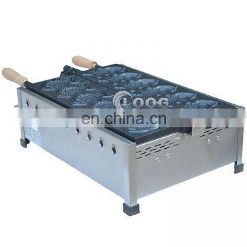 Most Popular 6 Pieces Gas Taiyaki Grill Fish Shape Cake Machine in Stock