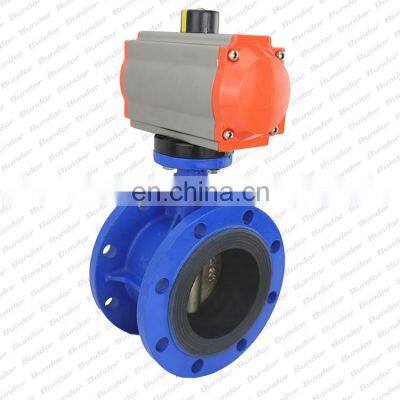 Bundor Pneumatic Stand Double Flange Butterfly Valve Manufacture