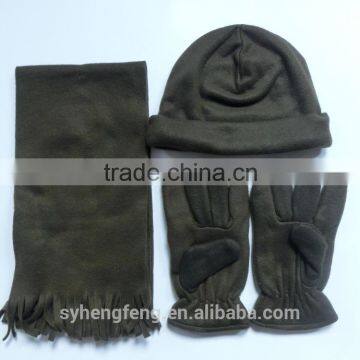 2016 New Polar fleece three-piece including hat scarf and gloves