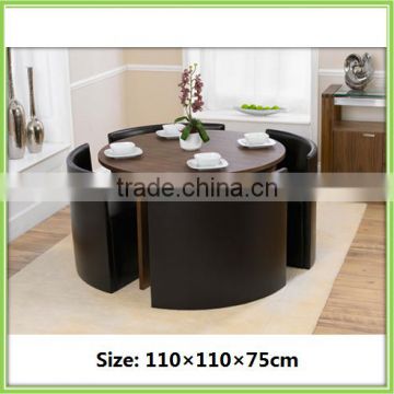 Hot Sale Space Saving Round Brown Dining Table Set