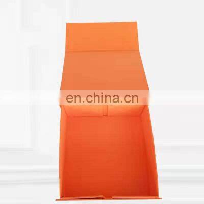 Folding packing box with magnetic orange color paper flat folding box for clothes