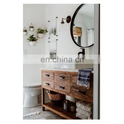 Double Modern Makeup Wooden Bathroom Vanity Cabinets With Mirror Lights photo-4
