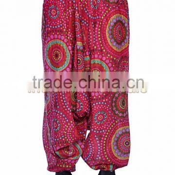 Indian Women Cotton Printed Pink Color Harem Pants Causal Trouser Yoga Dance Baggy Hippie Genie Casual Pants 2009PNK