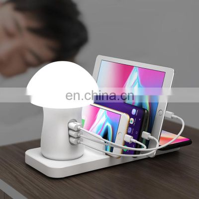 Wholesale Portable 10W 5V 2A Smart Cell Phone 3 In 1 Qi Mushroom Wireless Fast Charger Station