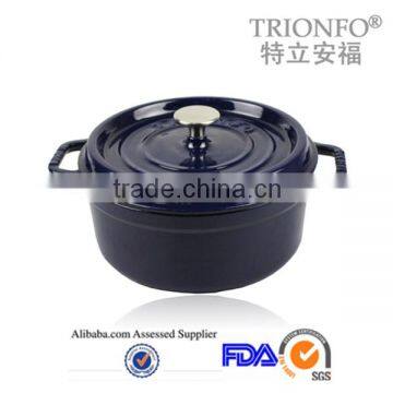 Hot Sale Trionfo Blue Enameled Casserole Cast Iron Potjie Pot