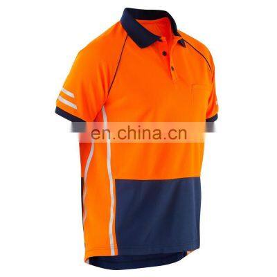 Polyester hi Vis Workwear Shirt With Custom Logo High Visibility Yellow and Blue Uniform Shirt / Wholesale High Quality Apparels photo-5