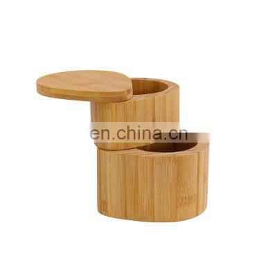 Creative Design Adjustable Kitchen Round Bamboo Spice Box Storage Organizer With Lid Pantry Organizer Kitchen & Tabletop