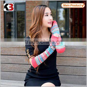 2015 fashion winter girls arm warmer knitted acrylic gloves