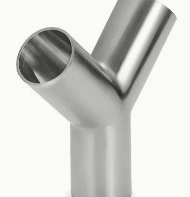 Stainless Steel Sanitary Pipe Fitting 90 Degree Double Head Y Shaped Elbow