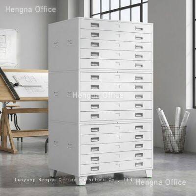 Durable Metal Drawing Storage HNTZ02 A0 Size Steel Map Cabinet 10-Drawer Large Capacity With Soft-close Drawers