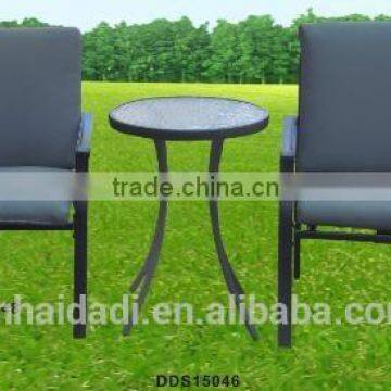 outdoor 3 pcs steel chair with cushions furniture set