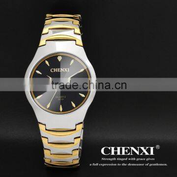 Super best hot sale new calendar watch , gold plated 5ATM waterproof gold double date watch for couples