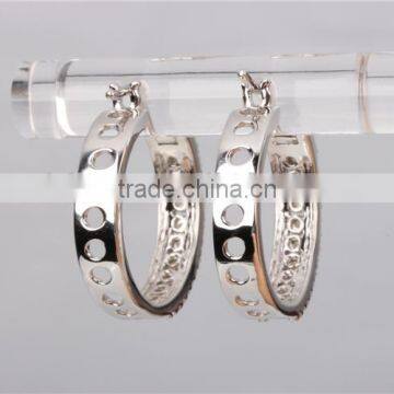 Wholesale Fashion 925 Sterling Silver Shine Plates With Zircon Hoop Earrings for Women photo-3