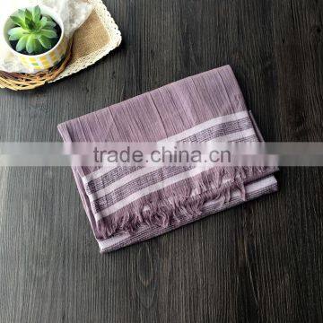 Fashion New Arrival Women Lady Long Plain Cotton Linen Striped Yarn Dyed Scarf photo-6