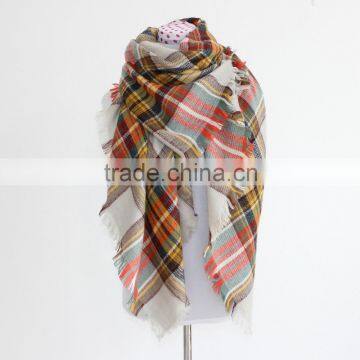 Wholesale Winter Fashion Ladies Square Plaid Acrylic Scarf photo-3