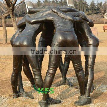 Bronze teamwork sportsmen art sculpture