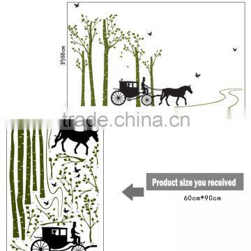 Black Trees Birds Carriage Wall Decal Home Sticker Paper Removable Living Room Bedroom Art Picture DIY Mural